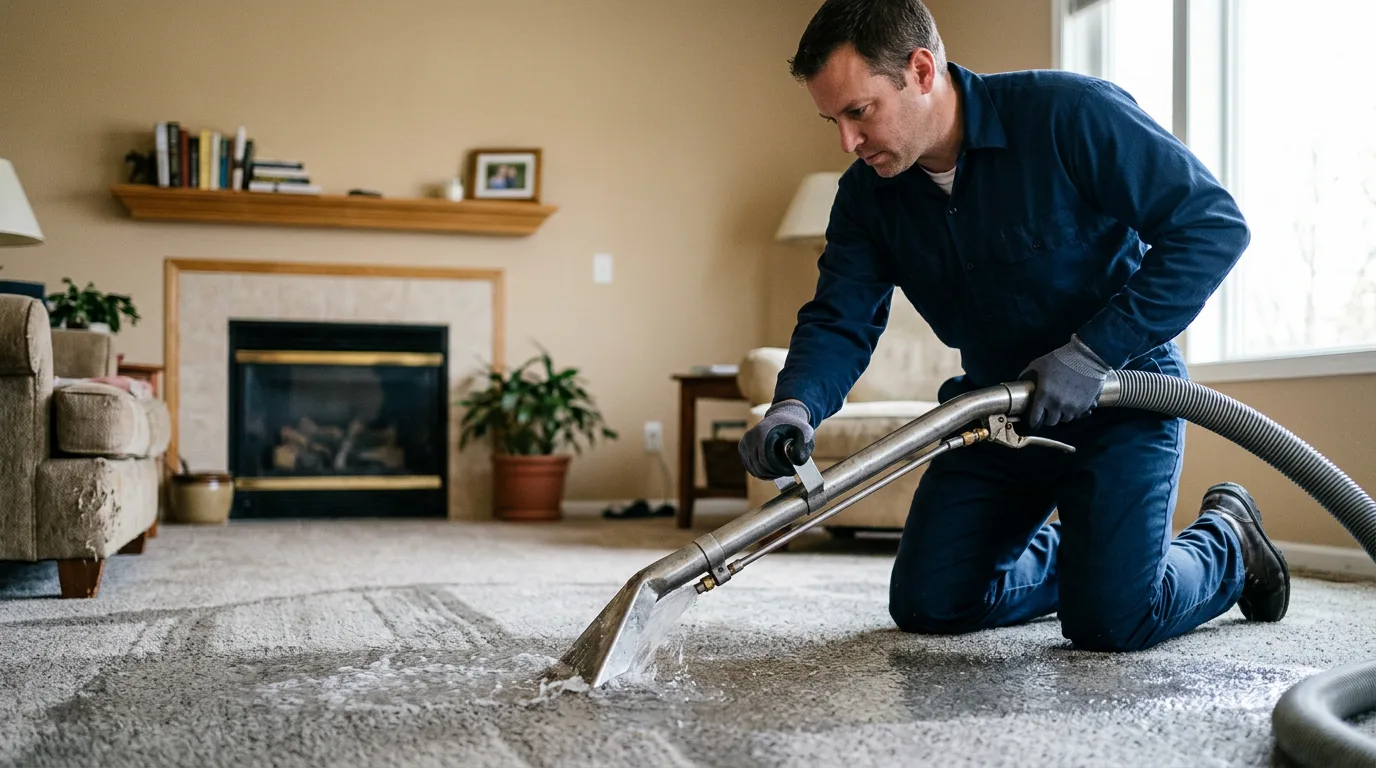 Water damage restoration technician working near Falmouth, MA